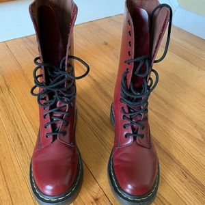 Dr. Martens Cherry Red 14 eye boots.